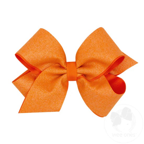 Shimmer Fabric & Grosgrain Bow 5"
