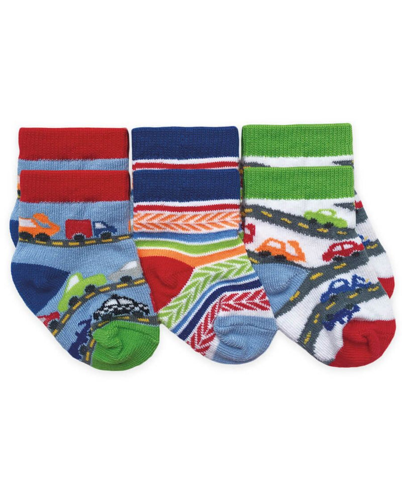 Speedy Colorful Car Vehicles Multi 3-Pack Socks by Jefferies Socks