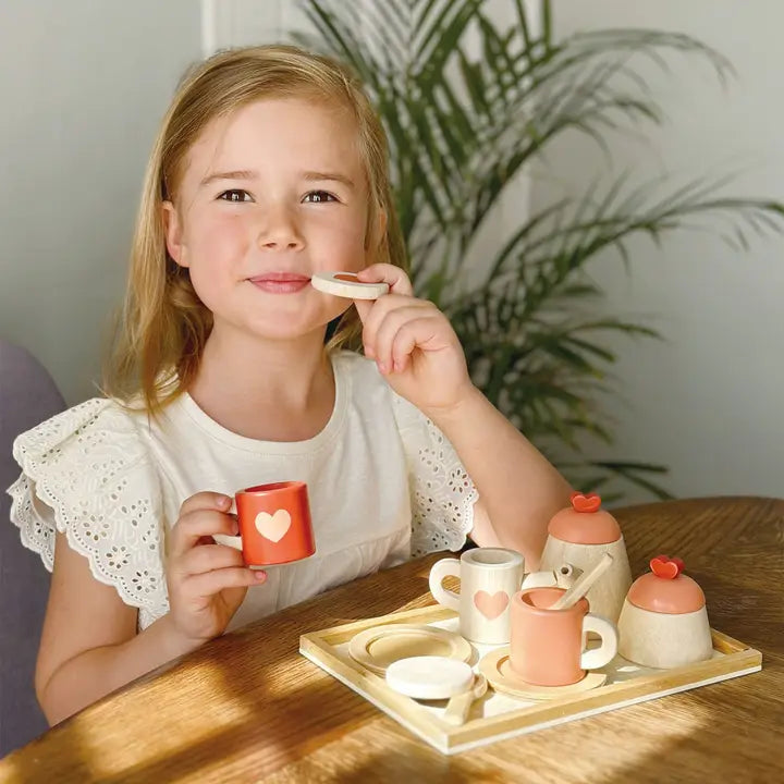 Tea Time Wooden Tray Set