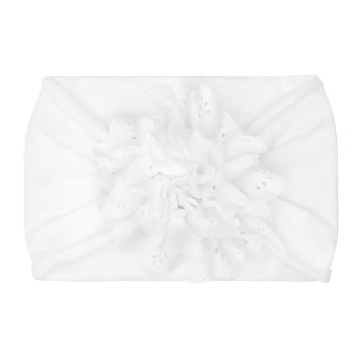 Eyelet Flower Headband - White