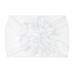 Eyelet Flower Headband - White