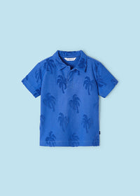 Riviera Blue Palm Short Sleeve Polo