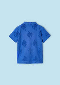 Riviera Blue Palm Short Sleeve Polo