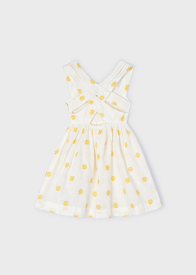 Yellow Floral Jacquard Cotton Dress