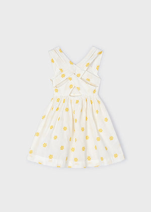 Yellow Floral Jacquard Cotton Dress