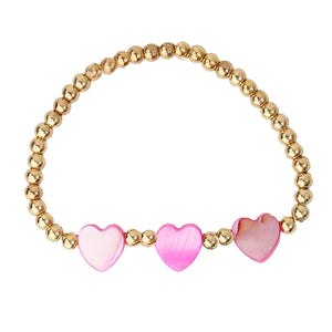 Triple Heart Bracelet - Hot Pink