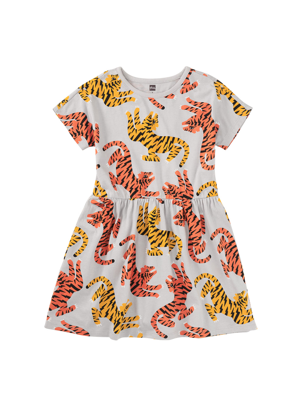 Short Sleeve Twirl Dress - Lightning Tiger