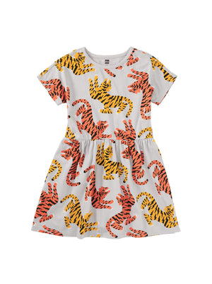 Short Sleeve Twirl Dress - Lightning Tiger
