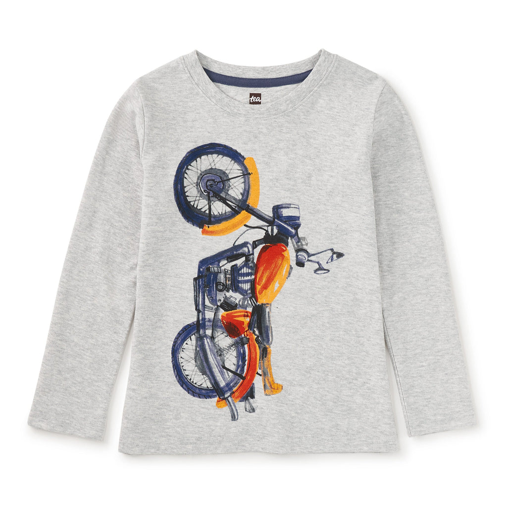 Motor Bike LS Graphic Tee - Lt Grey Heather