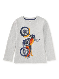 Motor Bike LS Graphic Tee - Lt Grey Heather