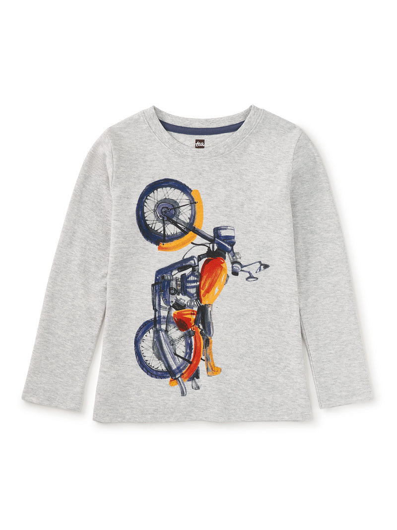 Motor Bike LS Graphic Tee - Lt Grey Heather