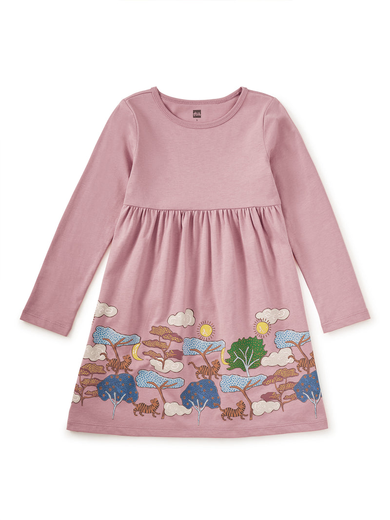 Tiger Story Skirted Dress - Hydrangea
