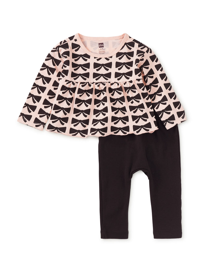 Peplum Top & Pants Baby Set - Bow