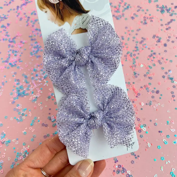 2PK Tulle Baby Fab Clips: Lt. Orchid Sparkle