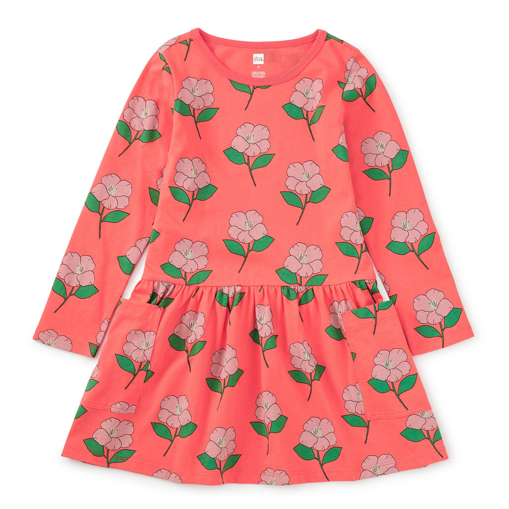 Long Sleeve Pocket Dress - Winter Camellia