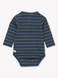 Heather Navy & Dusty Olive Knit Long Sleeve 2-Button Henley Bodysuit