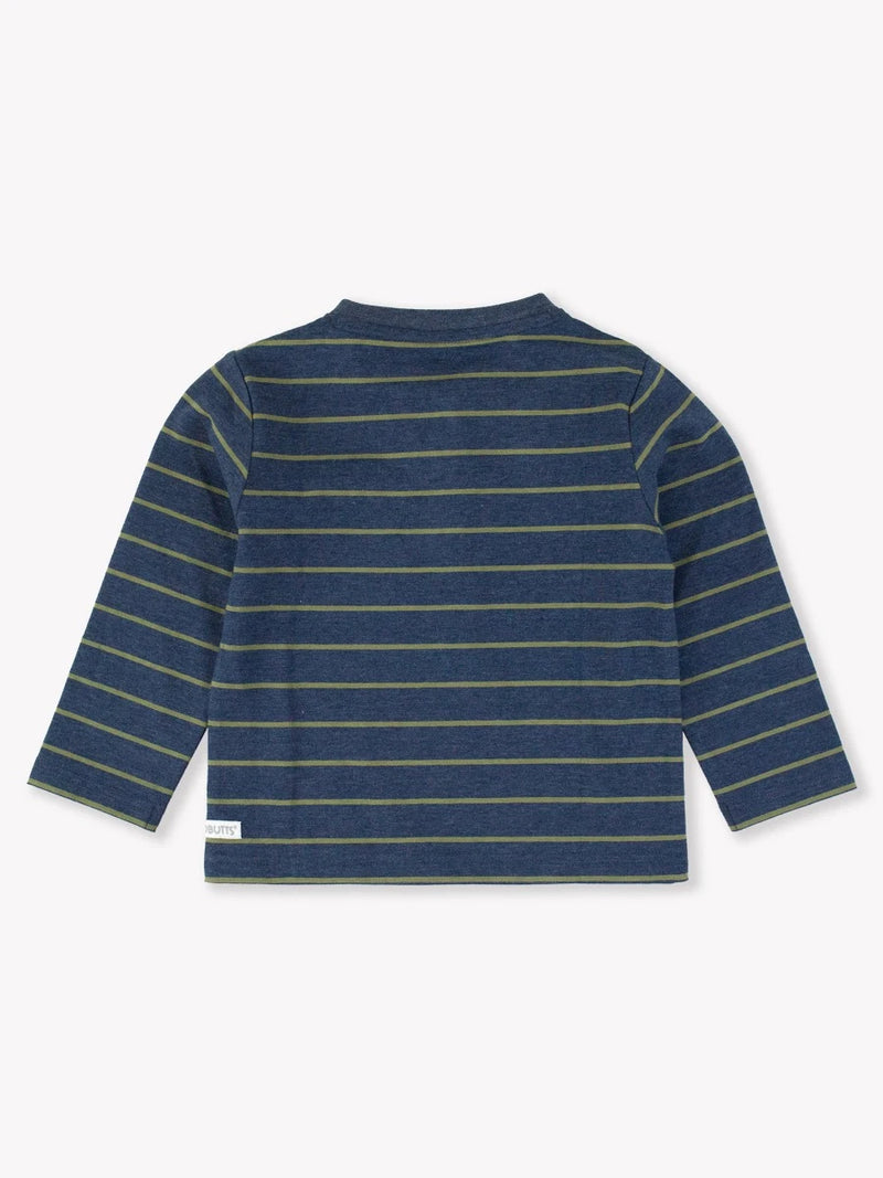 Heather Navy & Dusty Olive Knit Long Sleeve Henley Tee