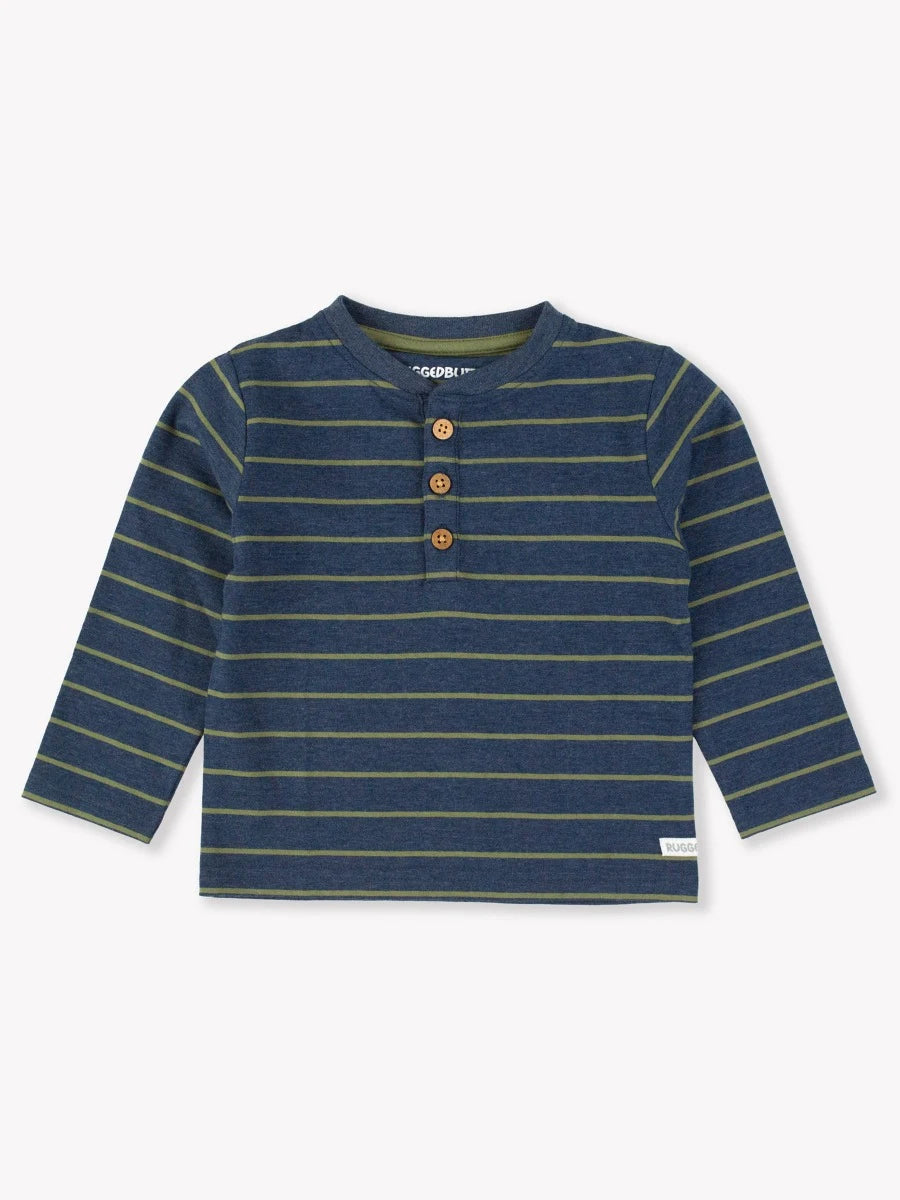 Heather Navy & Dusty Olive Knit Long Sleeve Henley Tee