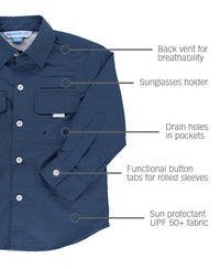 Navy Blue Sun Protective Button Down Shirt