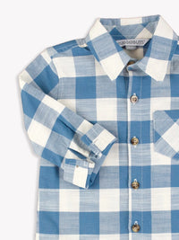 Countryside Blue Plaid - Long Sleeve Button Down Shirt