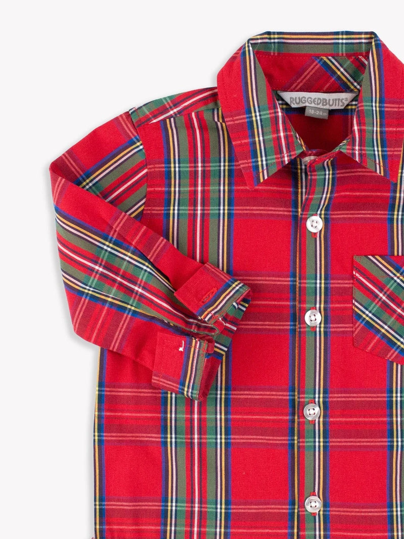 Tis the Season Plaid - Long Sleeve Button Down Shirt