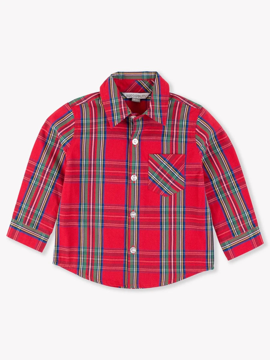 Tis the Season Plaid - Long Sleeve Button Down Shirt