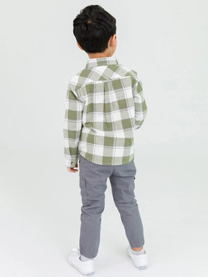 Dusty Olive Plaid Flannel - Long Sleeve Button Down Shirt