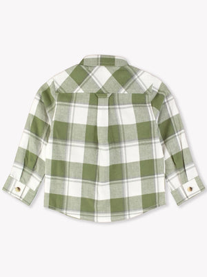 Dusty Olive Plaid Flannel - Long Sleeve Button Down Shirt