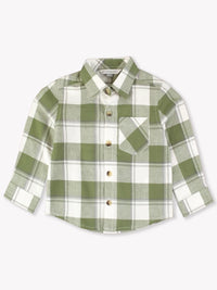 Dusty Olive Plaid Flannel - Long Sleeve Button Down Shirt