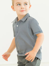 Navy Stripe Performance Polo Shirt