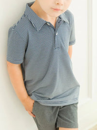 Navy Stripe Performance Polo Shirt