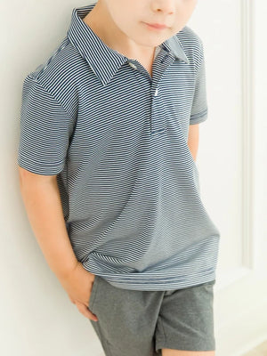 Navy Stripe Performance Polo Shirt