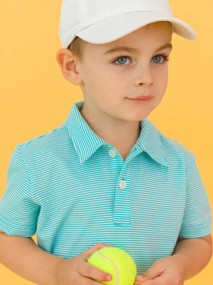 Bright Aqua Stripe Performance Polo Shirt