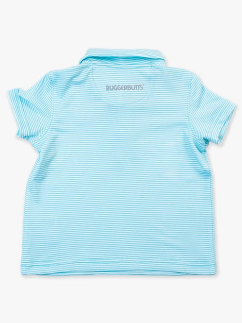 Bright Aqua Stripe Performance Polo Shirt