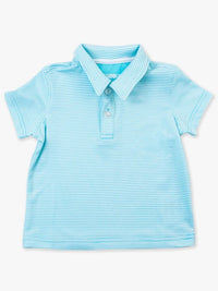 Bright Aqua Stripe Performance Polo Shirt