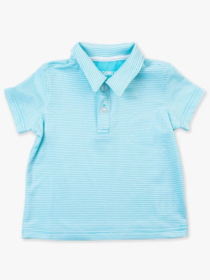 Bright Aqua Stripe Performance Polo Shirt