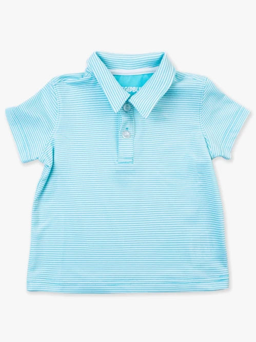 Bright Aqua Stripe Performance Polo Shirt