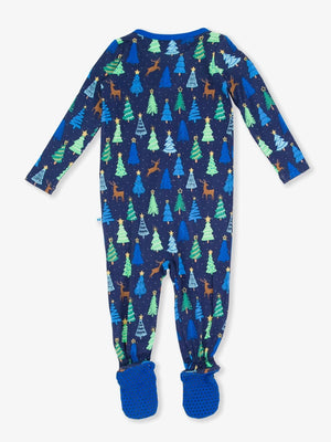 Merry Blue Pines - One Piece Footie Pajamas