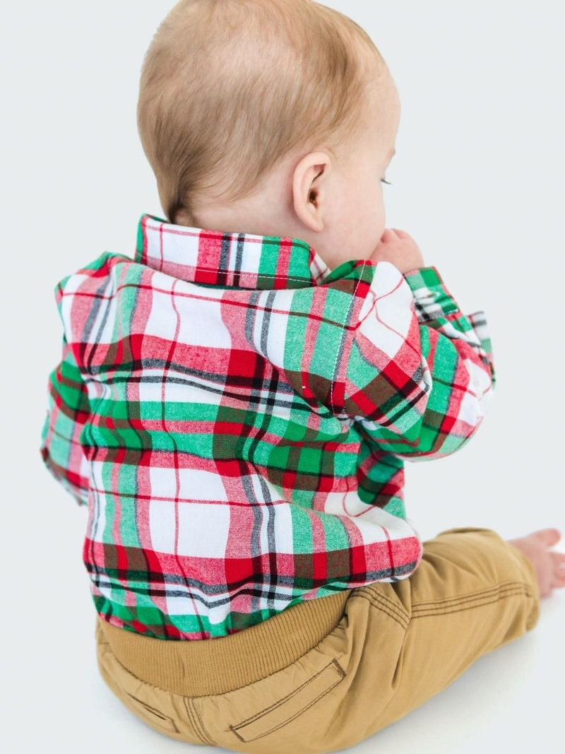 Dashing Dreams Plaid - Long Sleeve Button Down Bodysuit