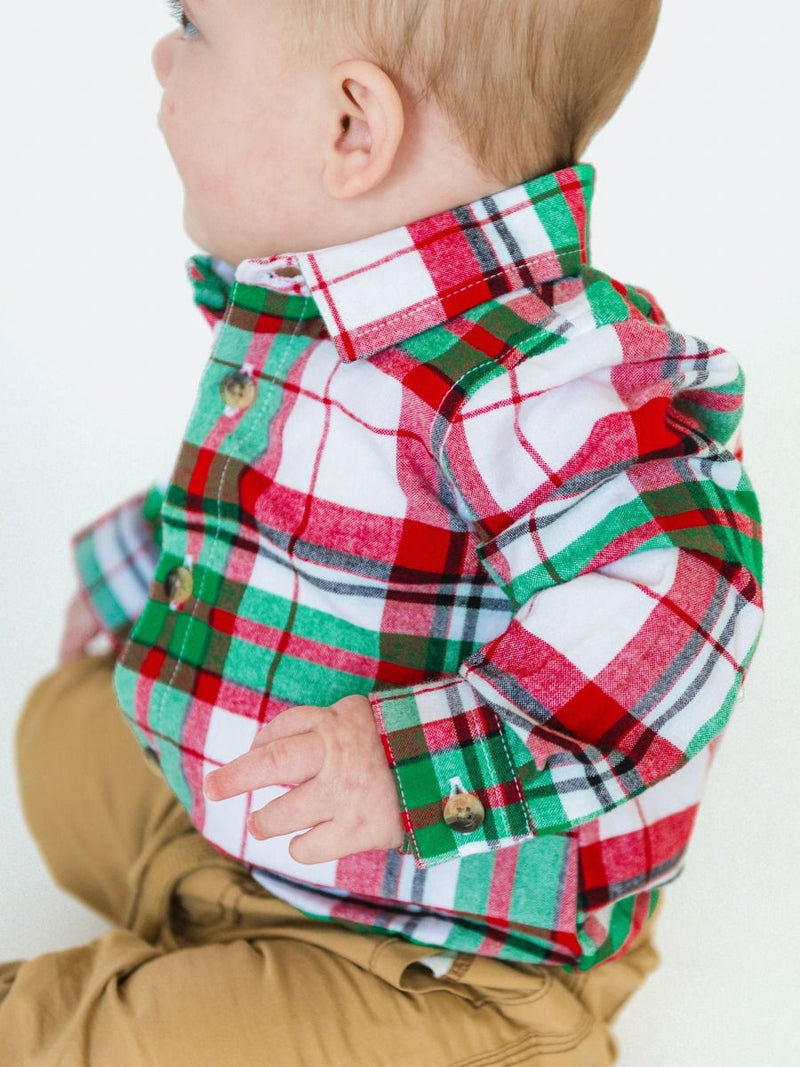 Dashing Dreams Plaid - Long Sleeve Button Down Bodysuit