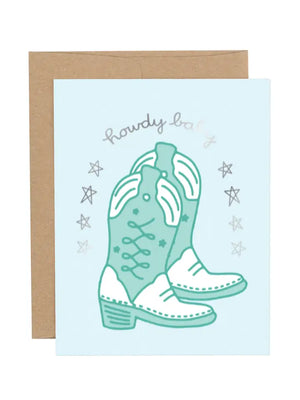 Howdy Baby Western Blue Greeting Card