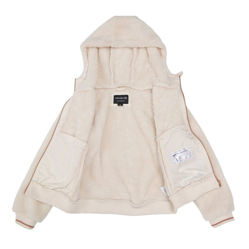 Girls' Teddy Fleece Hooded Sherpa Jacket - Beige