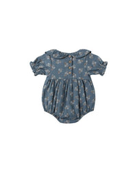 Collared Romper - Blue Floral