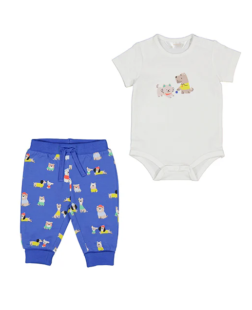 Dogs Onesie & Klein Blue Pant Set