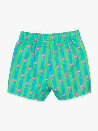 Neon Flamingo Stripe - Swim Trunks