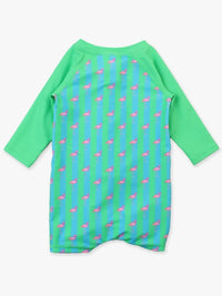 Neon Flamingo Stripe - Boys Long Sleeve One Piece Rash Guard