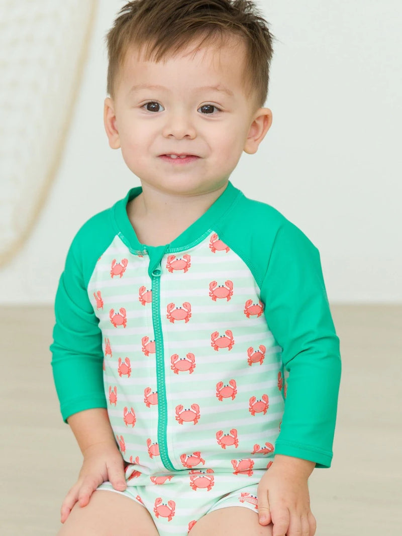 Crabby Cove - Boys Long Sleeve One Piece Rash Guard