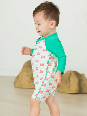 Crabby Cove - Boys Long Sleeve One Piece Rash Guard