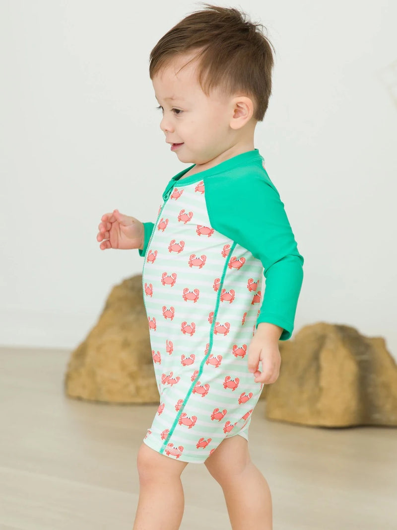 Crabby Cove - Boys Long Sleeve One Piece Rash Guard