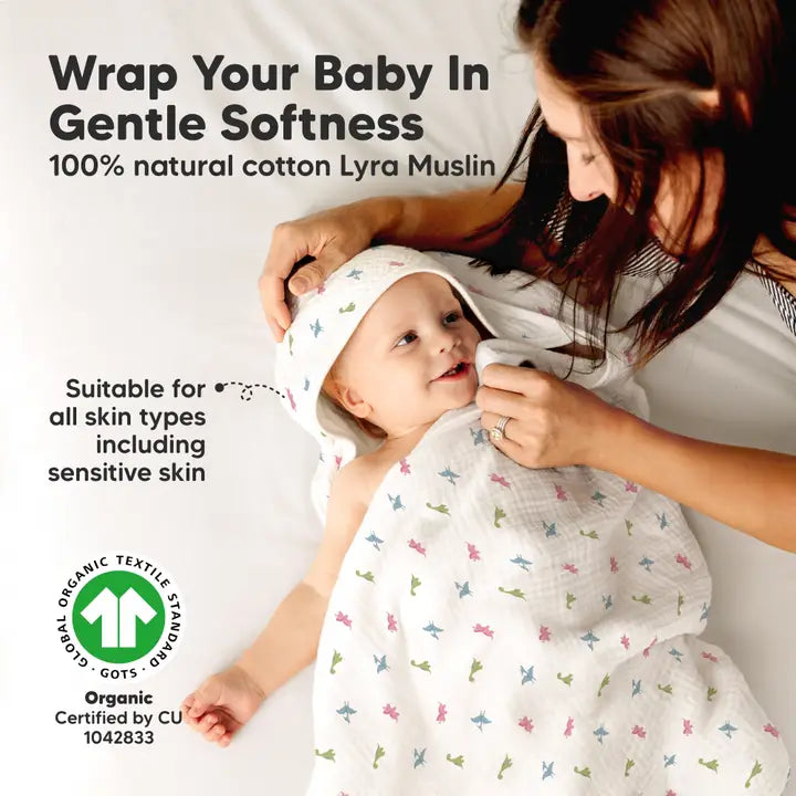 KeaBabies Lyra Muslin Hooded Towel - Roarsome